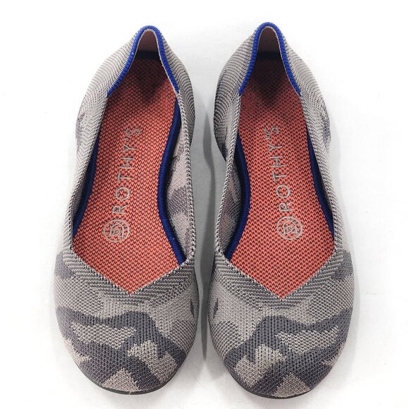 ROTHY'S The Flat Round Toe Camo Comfort Ballet Flats Retired Rare - Picture 3 of 9